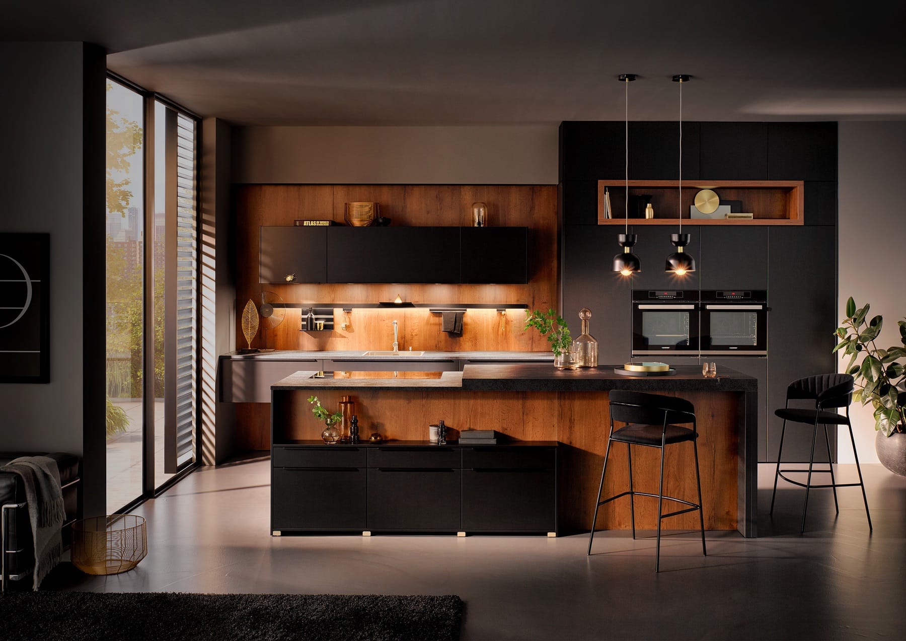 Modern Dark Kitchen With Island | ColeRoberts, Loughborough