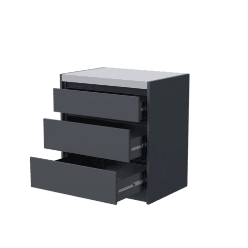 Triple Drawer Unit – Open – Grey-e