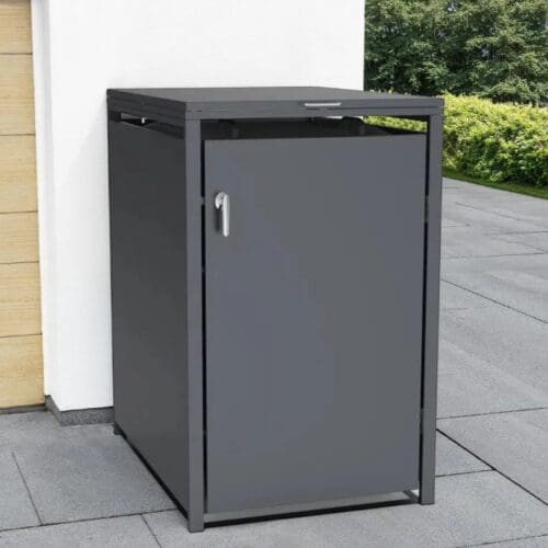 Solid Panel Galvanised Steel Wheelie Bin Cover | Anthracite | Single