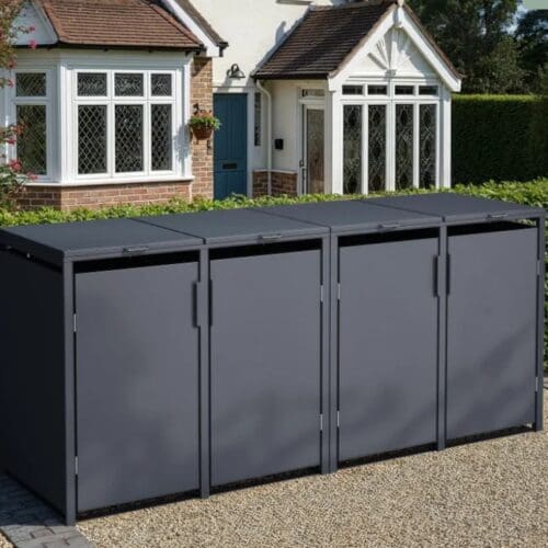 Solid Panel Galvanised Steel Wheelie Bin Cover | Anthracite | Quad