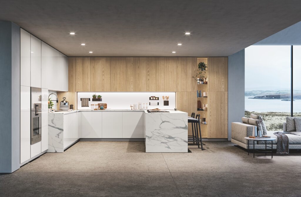 Doimo Light U Shaped Open Plan Kitchen | Vegas Kitchens, Folkestone