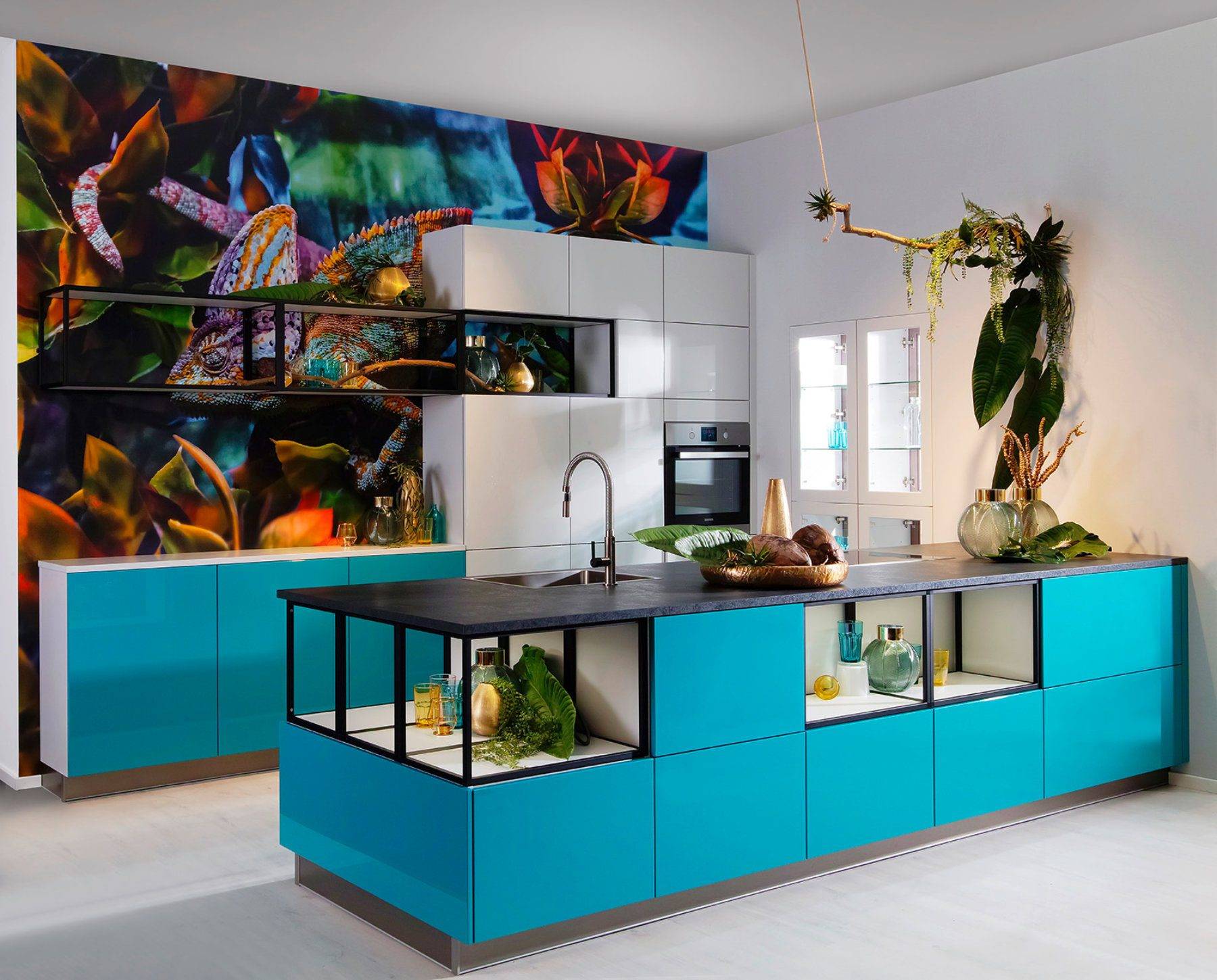 Brigitte Azure Blue Handleless Kitchen | Totally Kitchens, Southampton