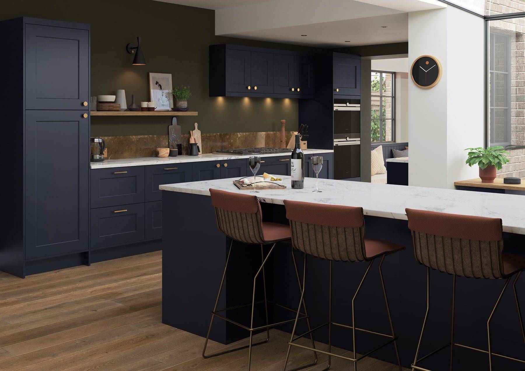 Florence Slate Blue In Frame Kitchen | Stanford Design, Upminster