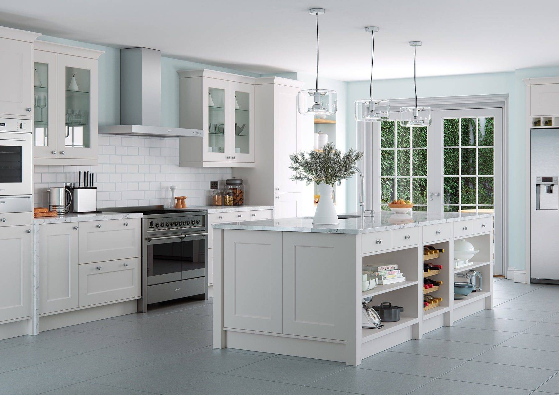 Florence Light Grey Shaker Open Plan Kitchen With Island | Stanford Design, Upminster
