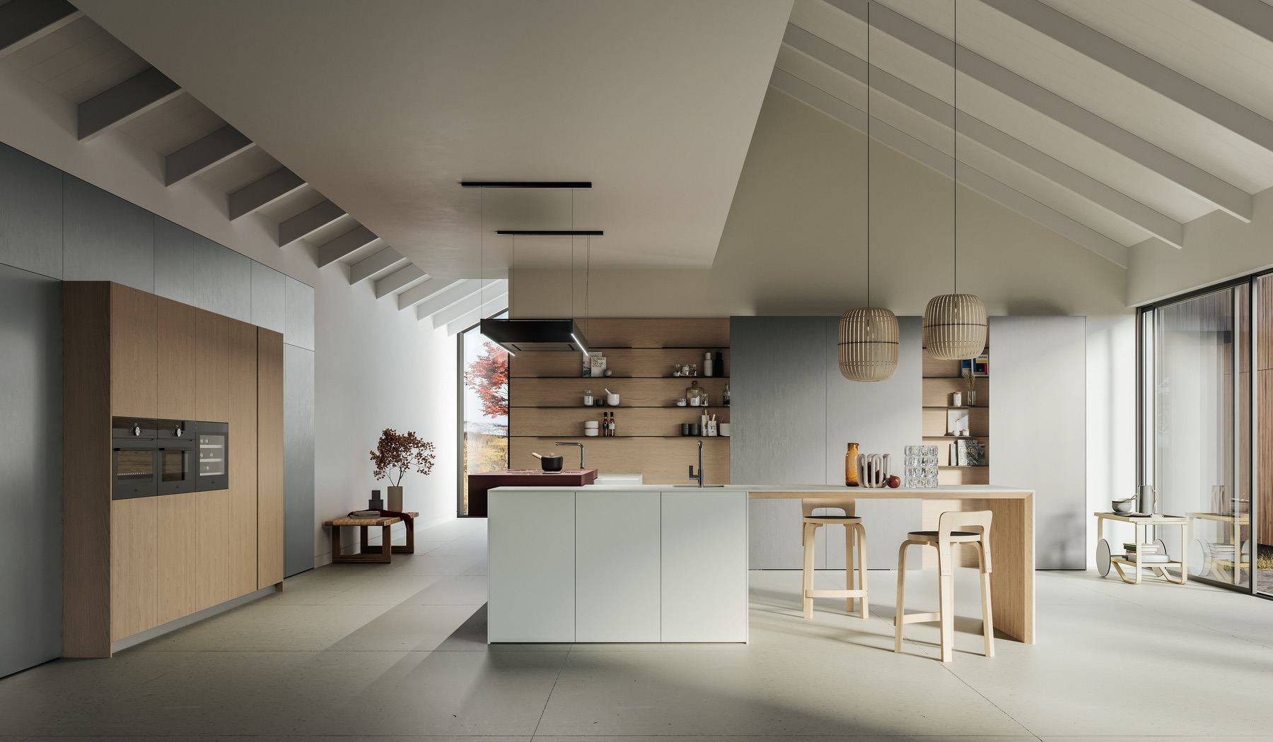 Doimo Gloss Wood Open Plan Kitchen | Vegas Kitchens, Folkestone